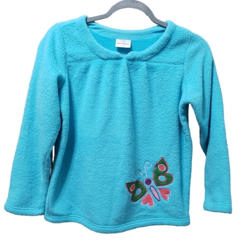 Hanna Andersson Girls Blue Butterfly Fleece Pullover